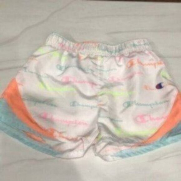 Champion Kid's Girl's White Elastic Waist Spell Out Pullover Neon Short Size 2T - Picture 1 of 5